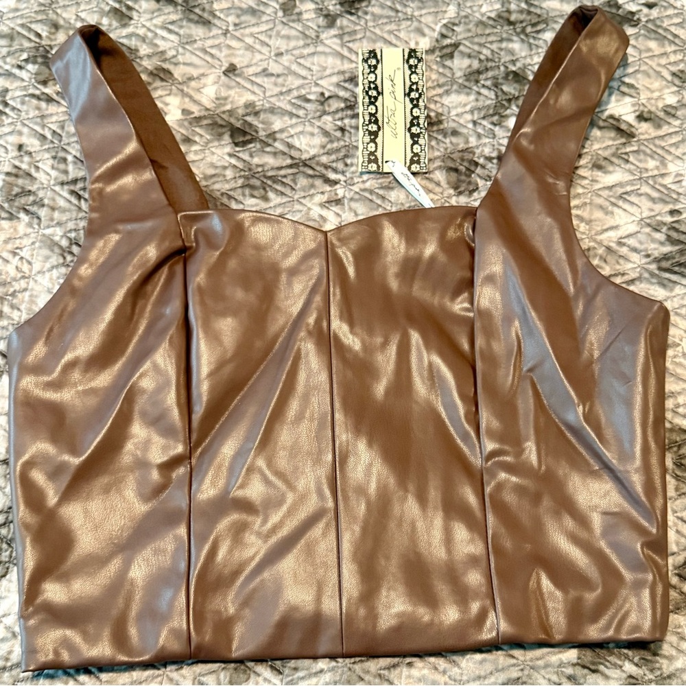 Brown Leather Women Top